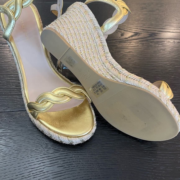 Stuart Weitzman Gold Braided Wedges - Picture 2 of 3